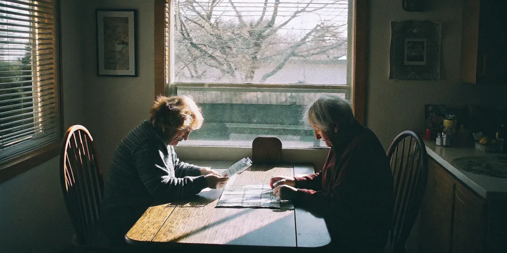 Aurora family reviewing an aging in place checklist at home