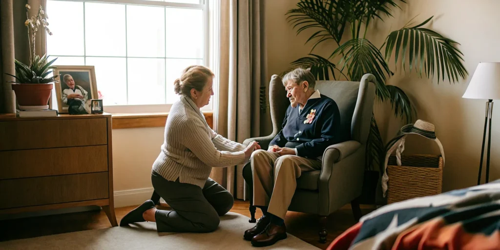 Caregiver providing the best home care and support for a veteran.
