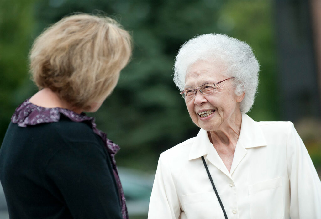 Client smiling at Caregiver