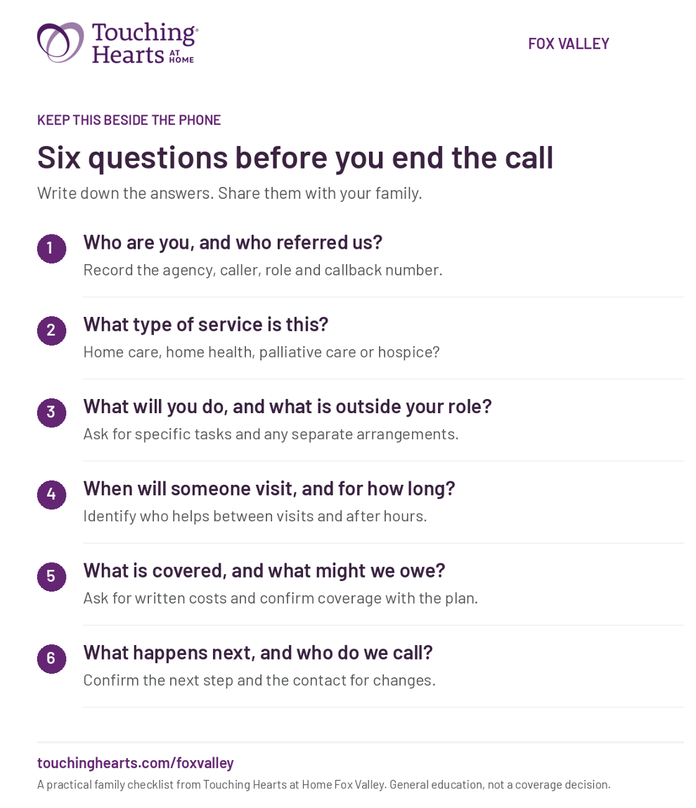 Questions to ask in-home care providers.