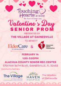 Elder Care Gainesville FL - Touching Hearts at Home to Host Valentine's Day Senior Prom to Benefit ElderCare of Alachua County and American Heart Association