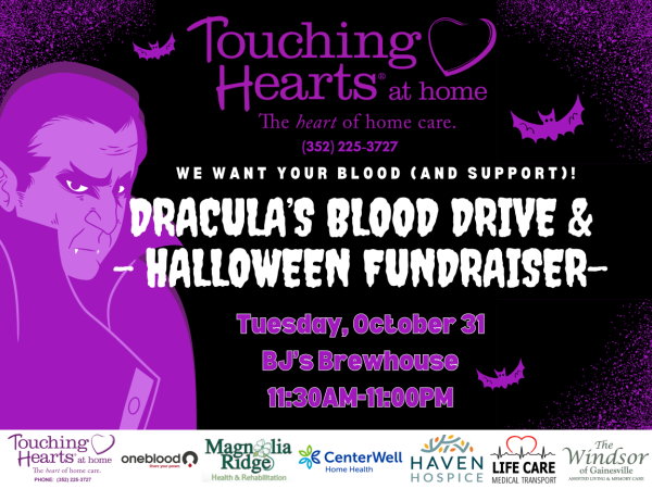 Alzheimer's Care Gainesville FL - Touching Hearts at Home - Dracula's Blood Drive and Halloween Fundraiser to benefit the Alzheimer's Association!