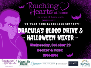 Senior Home Care Gainesville, FL - Touching Hearts at Home and Community Partners host Dracula's Halloween Blood Drive & Halloween Mixer
